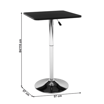 Masă pentru bar cu înălţimea reglabilă, negru, 57x84-110 cm, FLORIAN