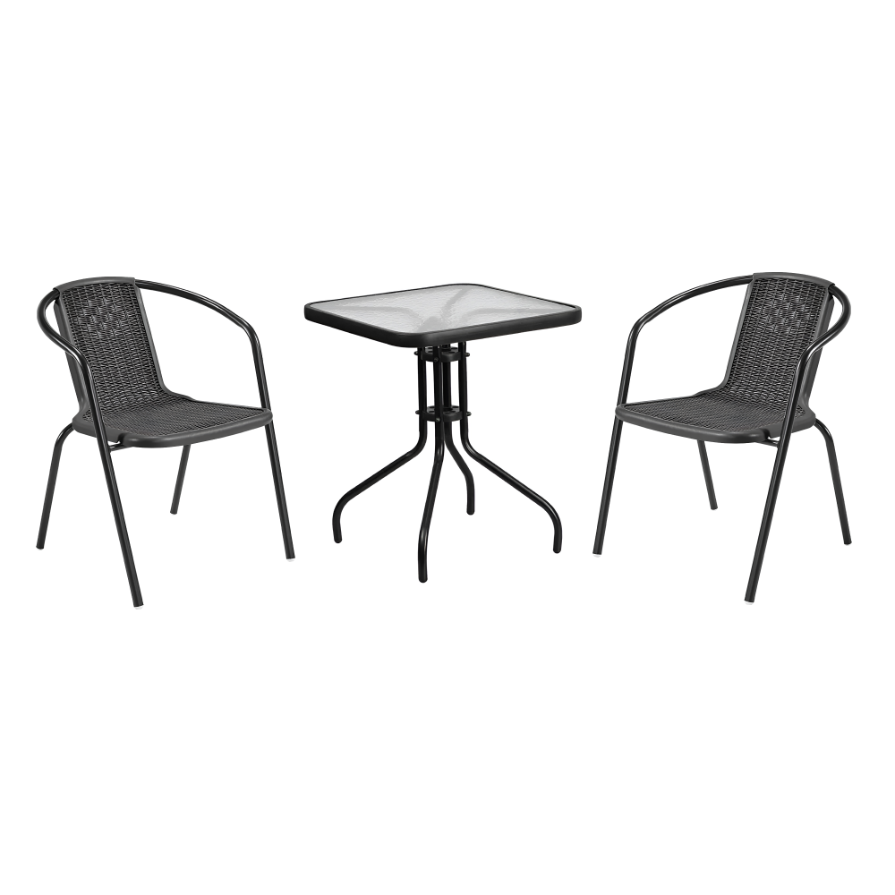 Scaun de grădină stivuibil, negru, oţel/plastic, FRENY