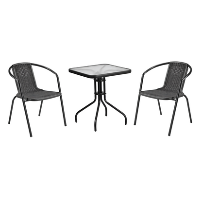 Scaun de grădină stivuibil, negru, oţel/plastic, FRENY