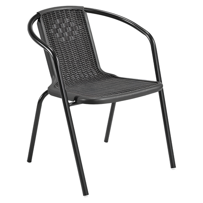 Scaun de grădină stivuibil, negru, oţel/plastic, FRENY