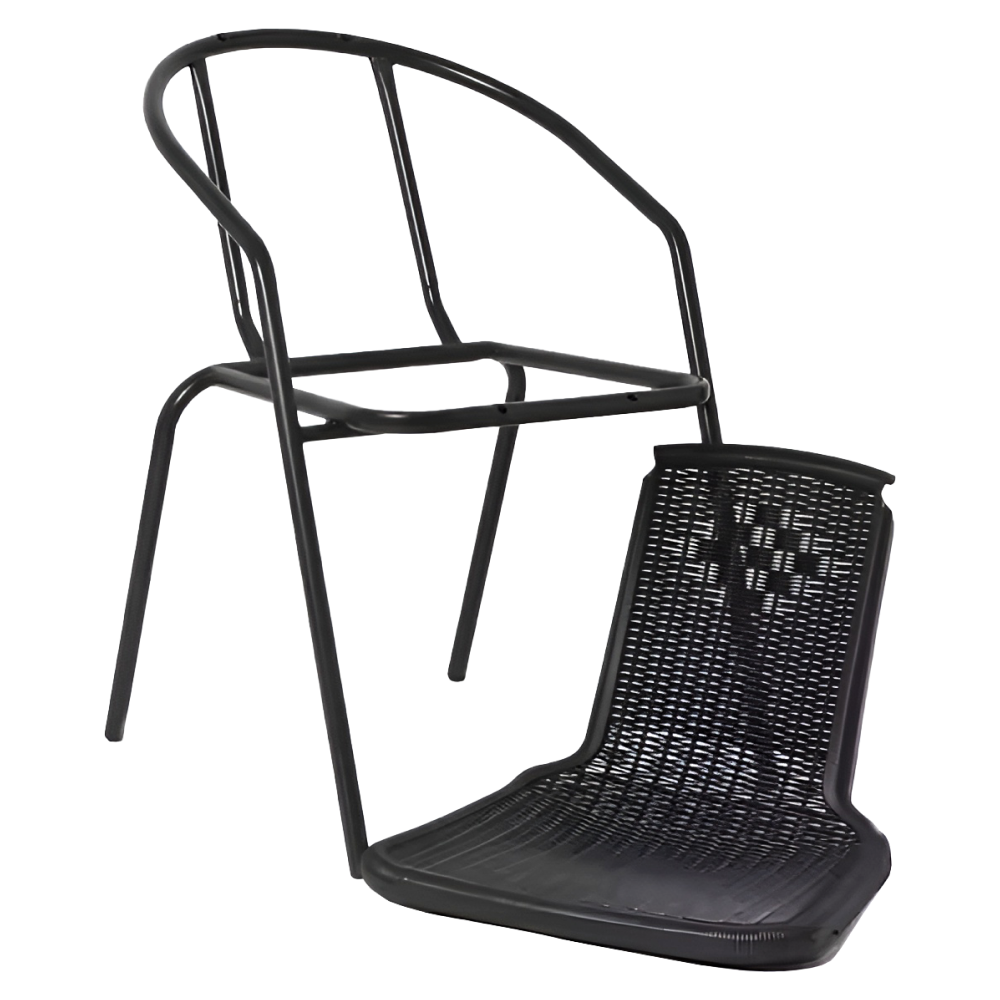 Scaun de grădină stivuibil, negru, oţel/plastic, FRENY