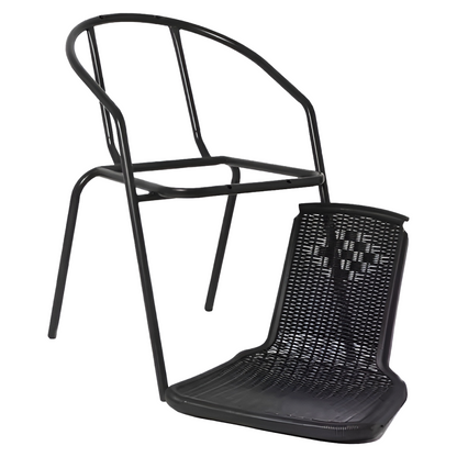 Scaun de grădină stivuibil, negru, oţel/plastic, FRENY