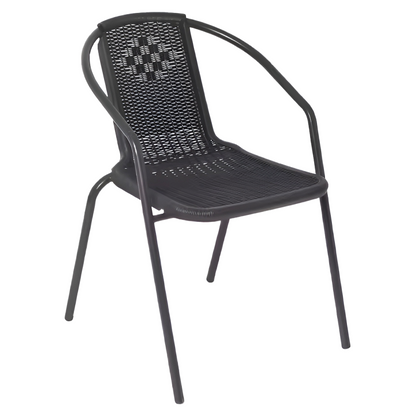 Scaun de grădină stivuibil, negru, oţel/plastic, FRENY