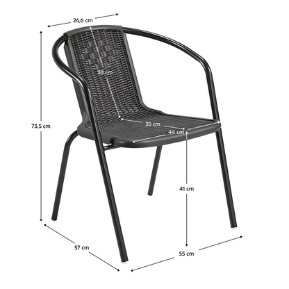Scaun de grădină stivuibil, negru, oţel/plastic, FRENY