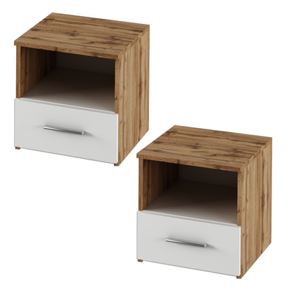 Set dormitor (pat 180x200 cm), stejar wotan/ alb, GABRIELA NEW