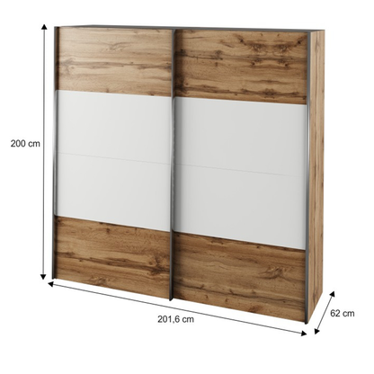 Set dormitor (pat 180x200 cm), stejar wotan/ alb, GABRIELA NEW