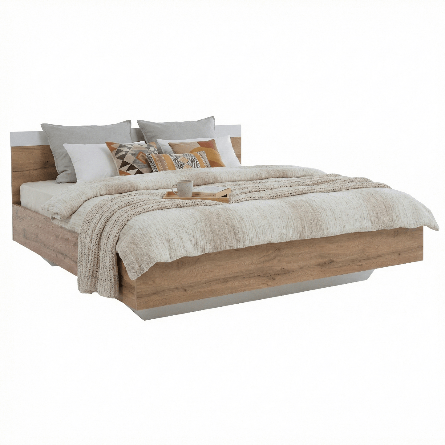 Set dormitor (pat 180x200 cm), stejar wotan/ alb, GABRIELA NEW