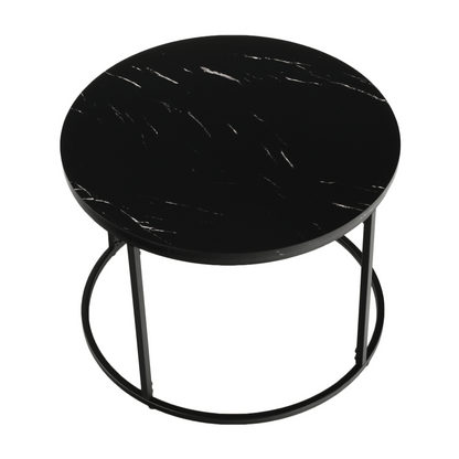 Măsuţă de cafea, marmură neagră / metal negru, GAGIN