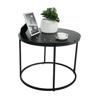 Măsuţă de cafea, marmură neagră / metal negru, GAGIN
