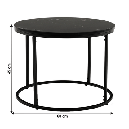Măsuţă de cafea, marmură neagră / metal negru, GAGIN