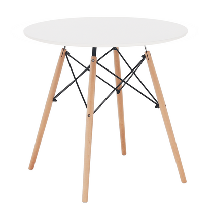 Masă dining, alb/fag, diametru 60 cm, GAMIN NEW 60