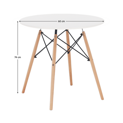 Masă dining, alb/fag, diametru 60 cm, GAMIN NEW 60