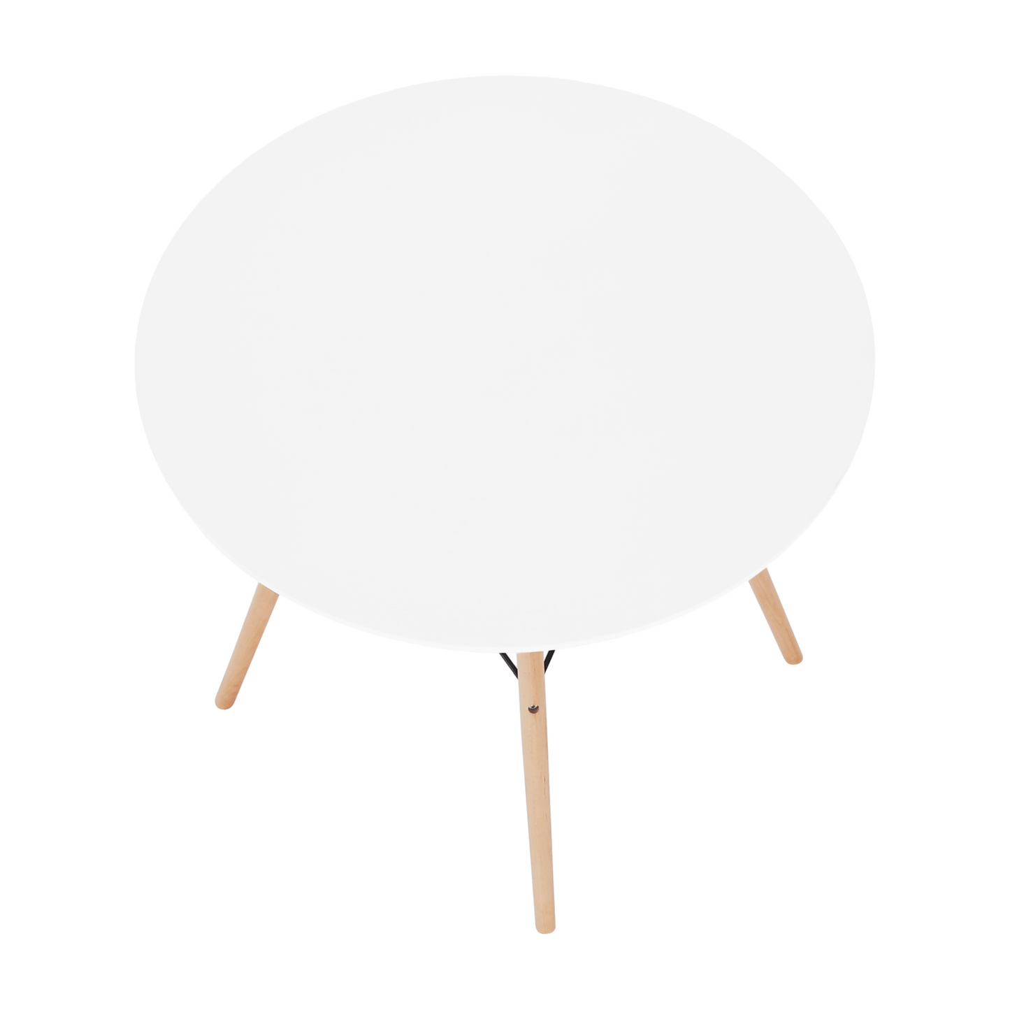 Masă de bucătărie, albă/fag, diametru 90 cm, GAMIN 2 NEW 90