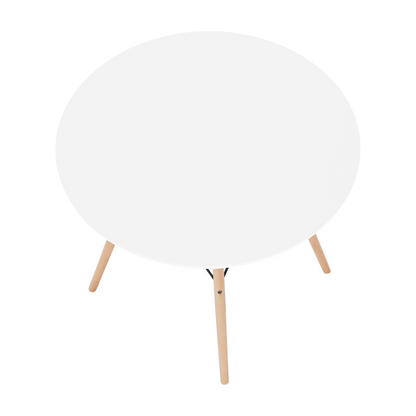 Masă de bucătărie, albă/fag, diametru 90 cm, GAMIN 2 NEW 90