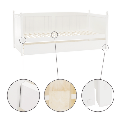 Pat cu pat suplimentar, lemn de pin, alb, 90x200, GLAMIS