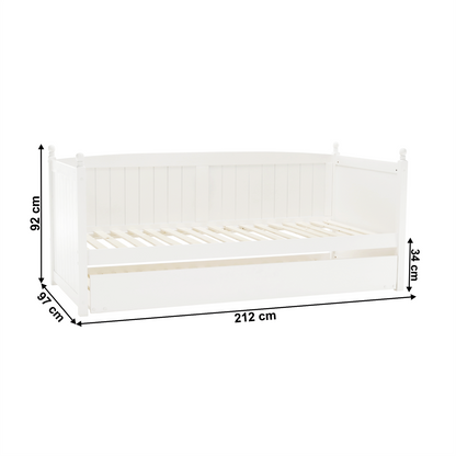 Pat cu pat suplimentar, lemn de pin, alb, 90x200, GLAMIS