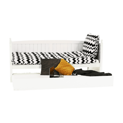 Pat cu pat suplimentar, lemn de pin, alb, 90x200, GLAMIS