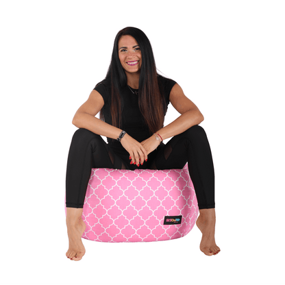 Fotoliu tip sac, roz/alb cu model, GOMBY