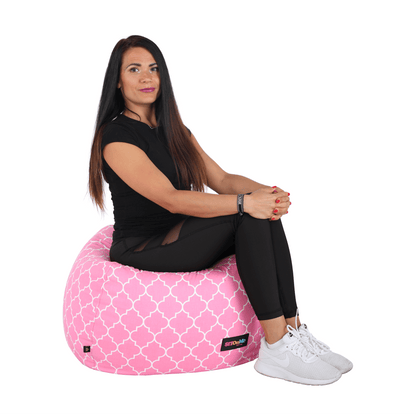 Fotoliu tip sac, roz/alb cu model, GOMBY