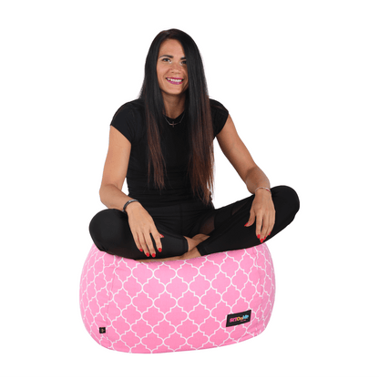 Fotoliu tip sac, roz/alb cu model, GOMBY