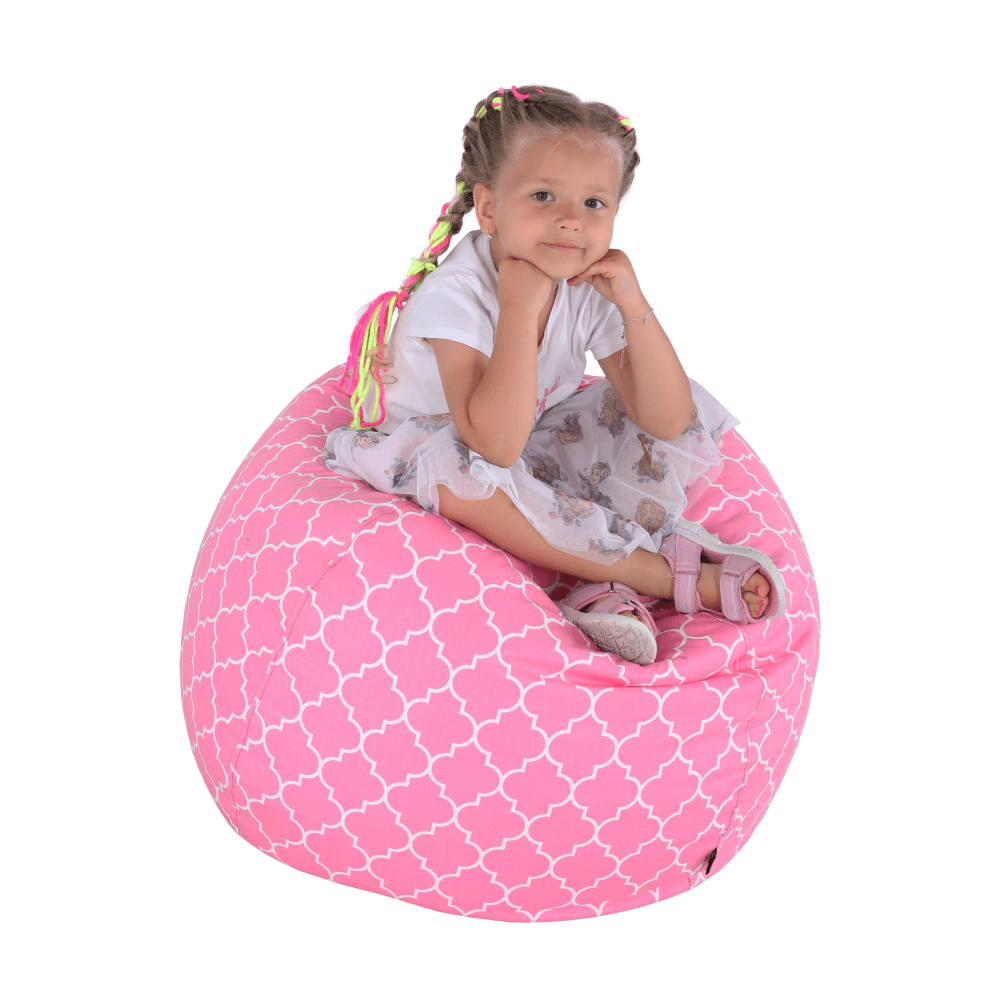 Fotoliu tip sac, roz/alb cu model, GOMBY
