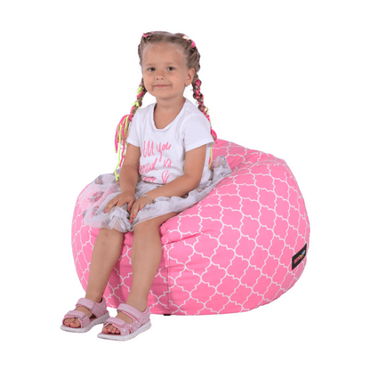 Fotoliu tip sac, roz/alb cu model, GOMBY