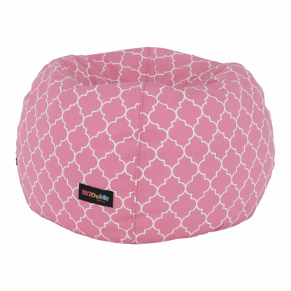 Fotoliu tip sac, roz/alb cu model, GOMBY