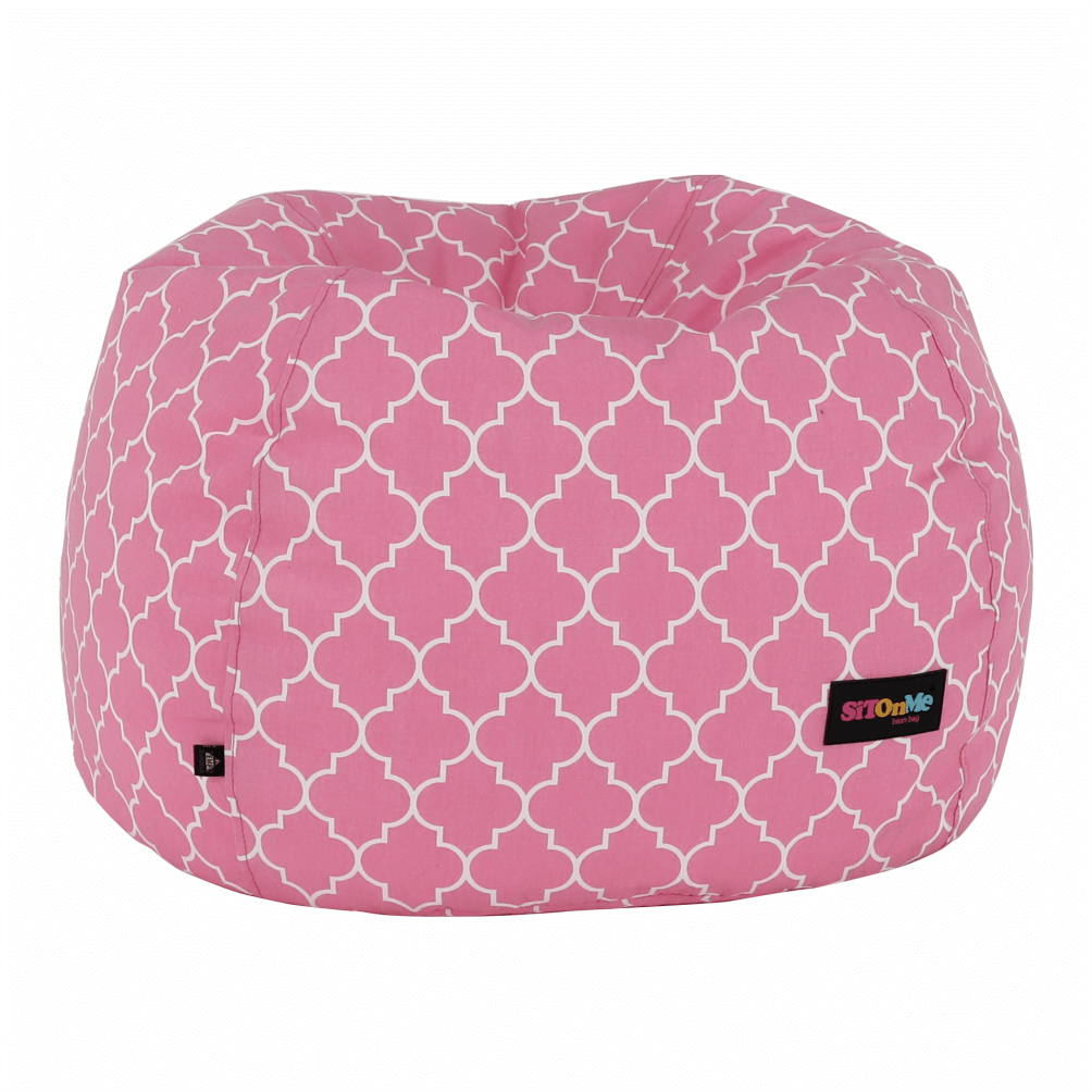 Fotoliu tip sac, roz/alb cu model, GOMBY