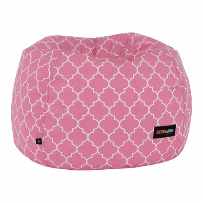 Fotoliu tip sac, roz/alb cu model, GOMBY