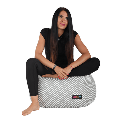 Fotoliu tip sac, gri/alb/model zig-zag, GOMBY