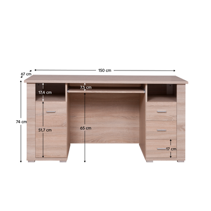 Masă PC tip 22, stejar sonoma, GRAND