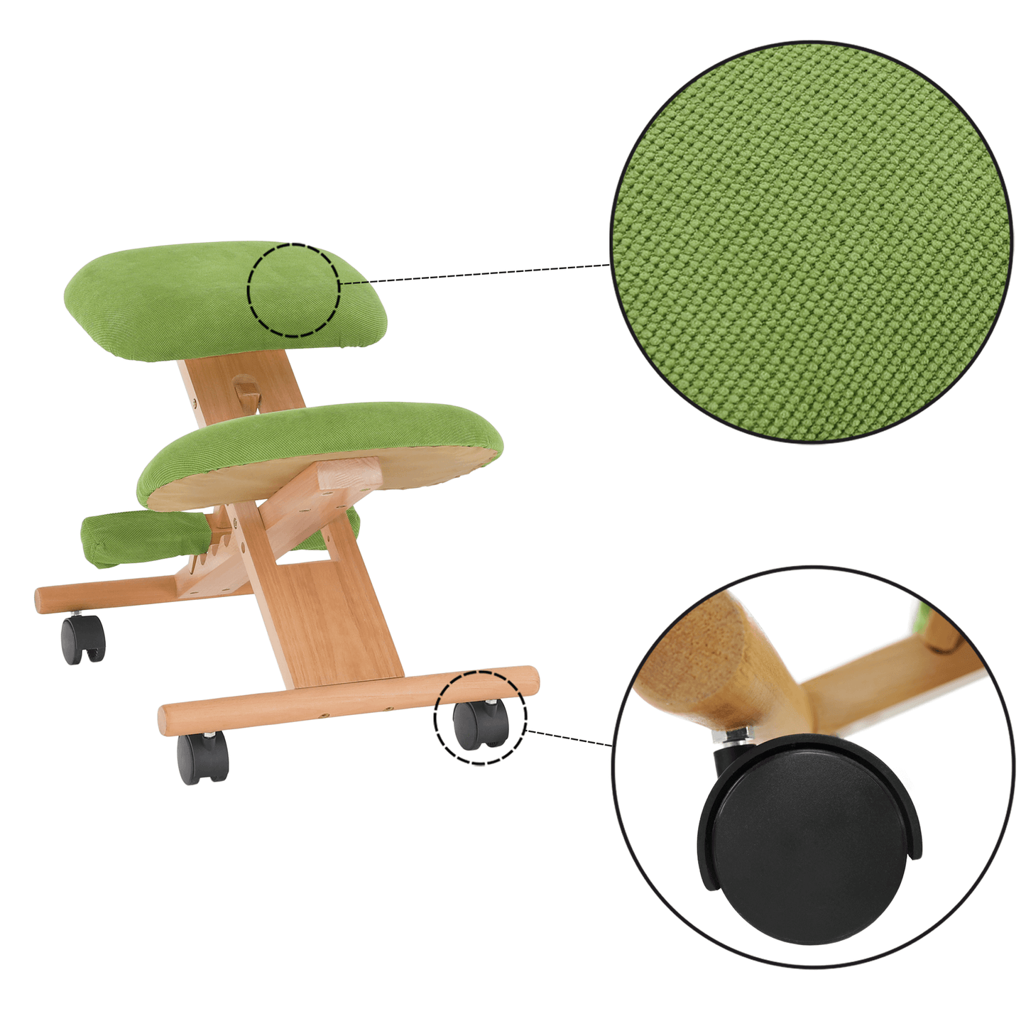 Scaun genunchi ergonomic, verde/ fag, GROCO