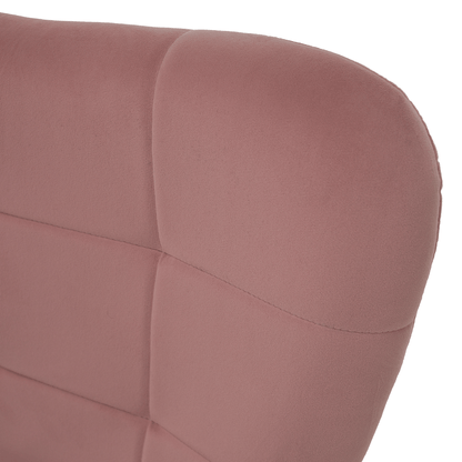 Fotoliu cu suport pentru picioare, ţesătură Velvet roz/stejar, HABEN