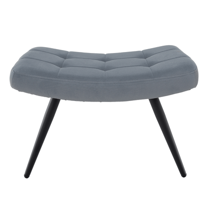 Fotoliu cu suport pentru picioare, ţesătură Velvet gri/negru, HABEN