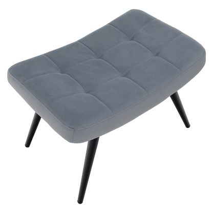 Fotoliu cu suport pentru picioare, ţesătură Velvet gri/negru, HABEN