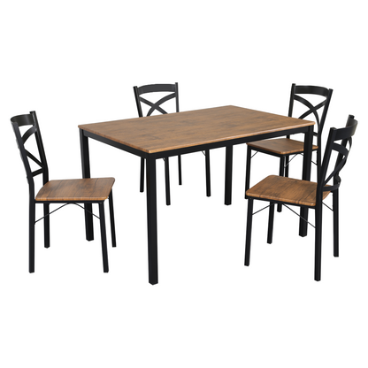 Set de sufragerie 1+4, stejar închis/negru, HAIM