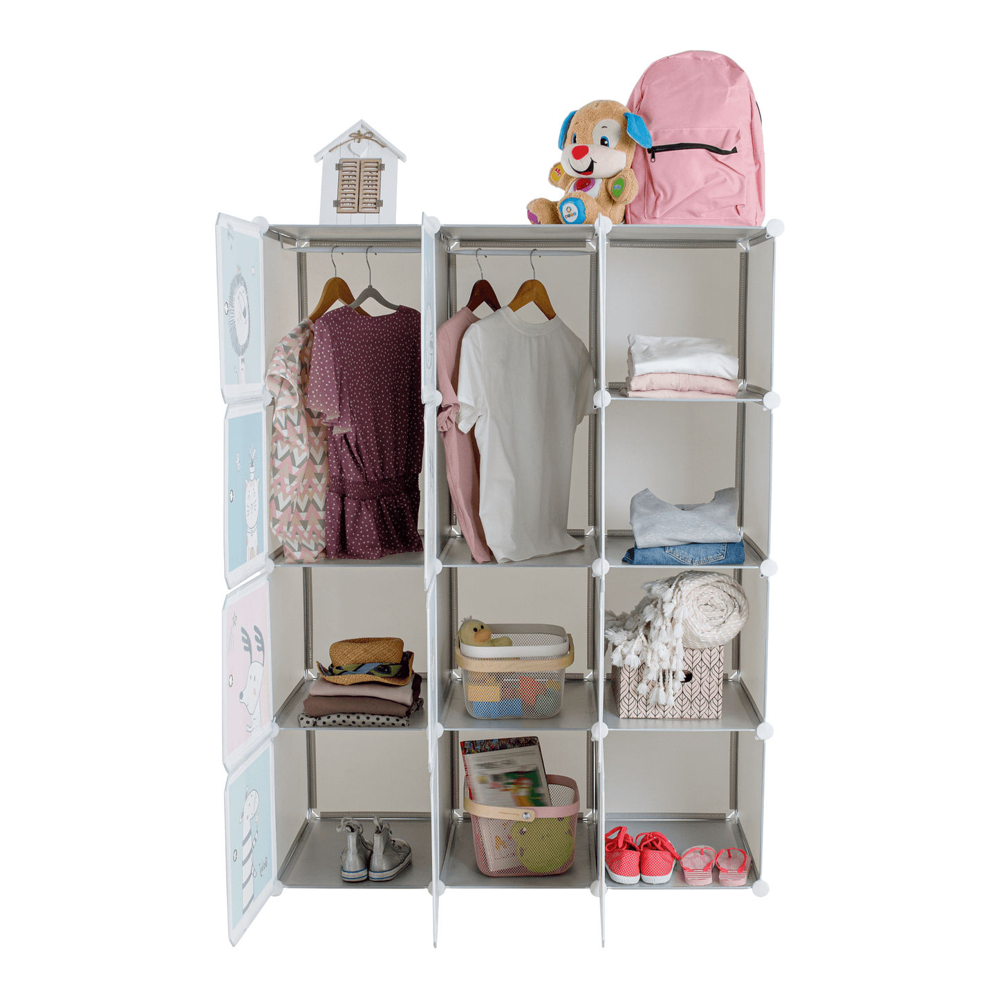 Dulap modular pentru copii, gri / model pentru copii, HAKON