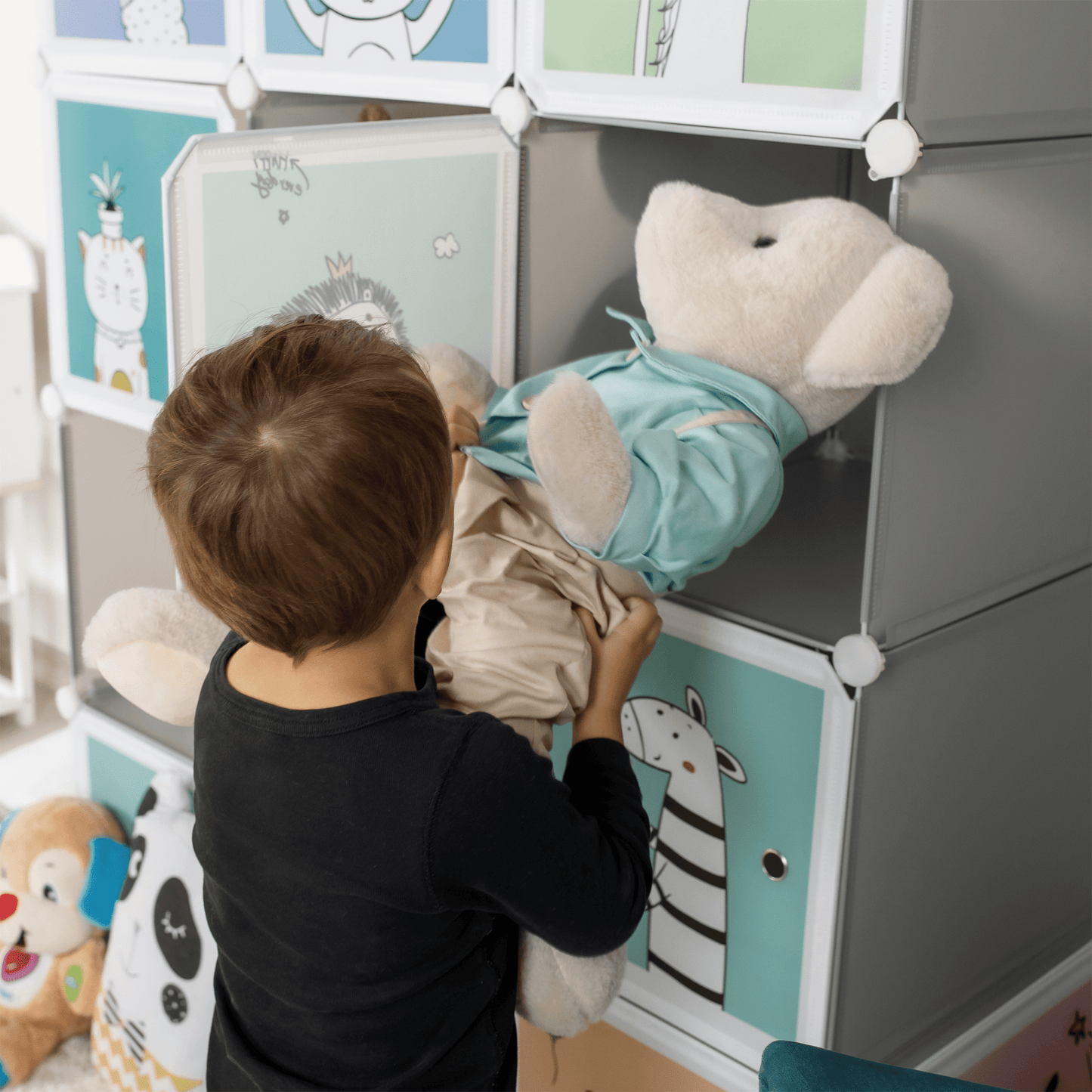 Dulap modular pentru copii, gri / model pentru copii, HAKON