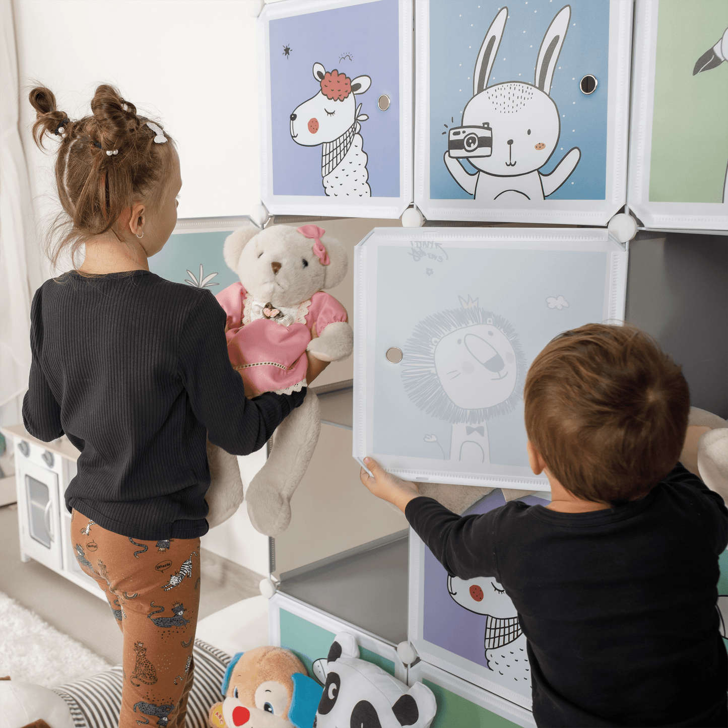 Dulap modular pentru copii, gri / model pentru copii, HAKON