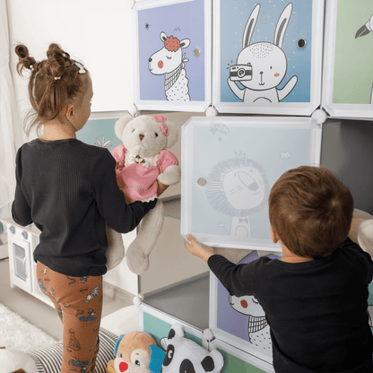 Dulap modular pentru copii, gri / model pentru copii, HAKON