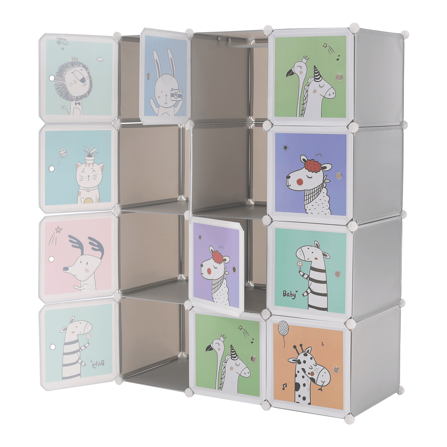 Dulap modular pentru copii, gri / model pentru copii, HAKON
