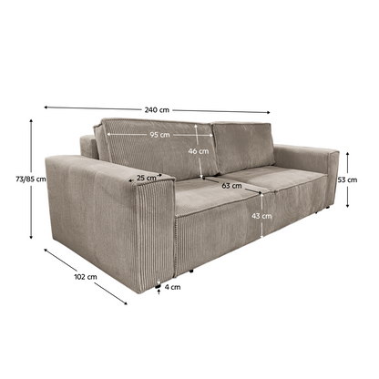 Canapea extensibilă, taupe gri-bej, HARPERA BIG SOFA