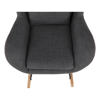 Fotoliu balansoar, material textil gri/lemn, HARPER