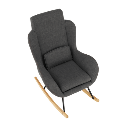 Fotoliu balansoar, material textil gri/lemn, HARPER