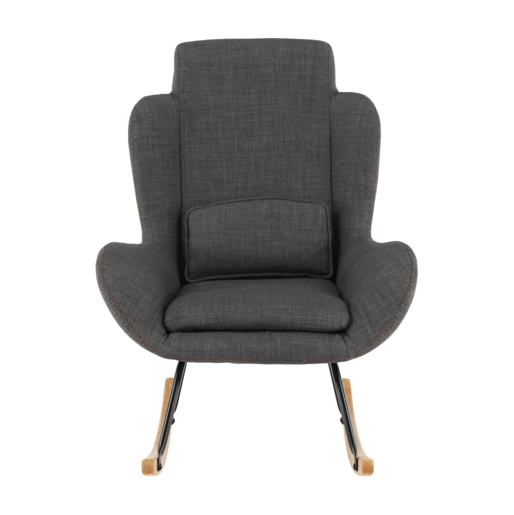 Fotoliu balansoar, material textil gri/lemn, HARPER