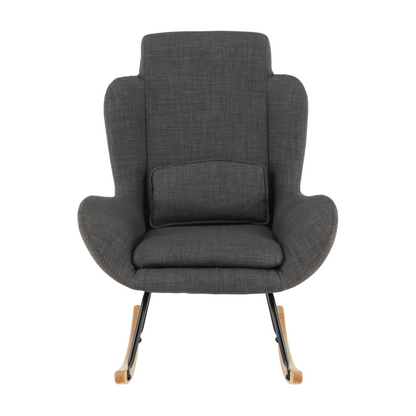 Fotoliu balansoar, material textil gri/lemn, HARPER