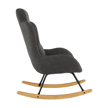 Fotoliu balansoar, material textil gri/lemn, HARPER