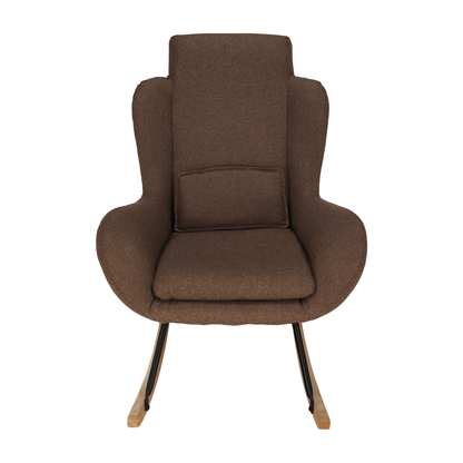Fotoliu balansoar, material textil maro deschis/lemn, HARPER