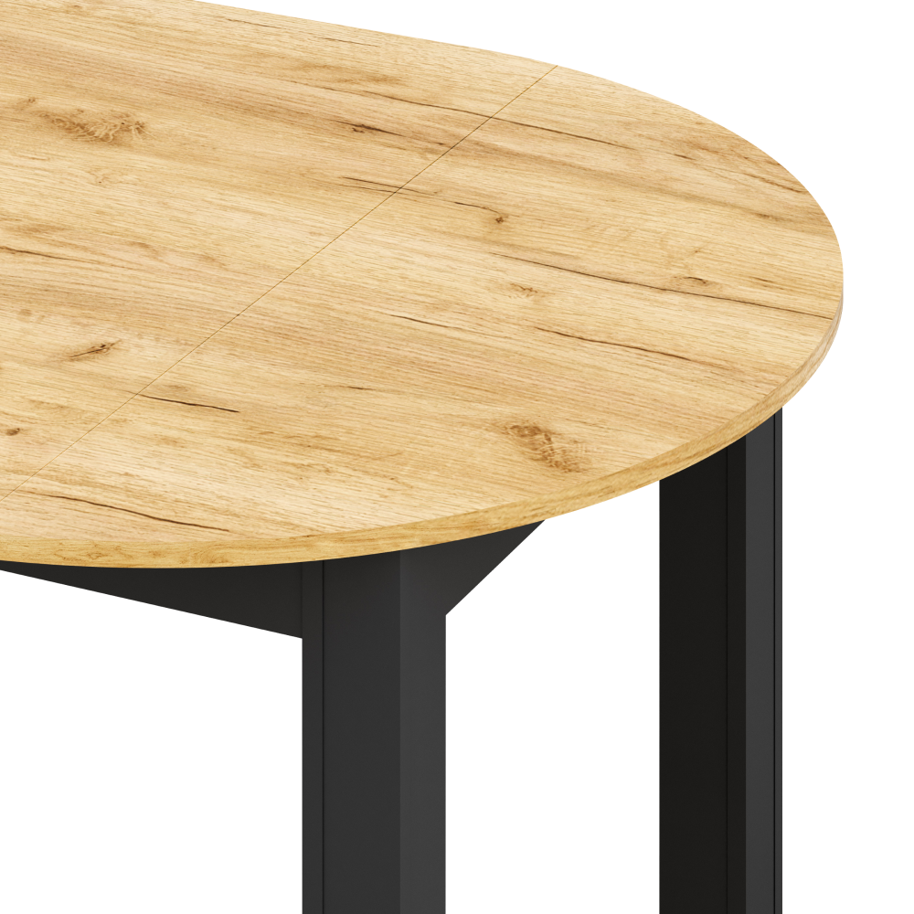Masă de sufragerie extensibilă, stejar craft auriu/negru, 103-142x76 cm, HARRY