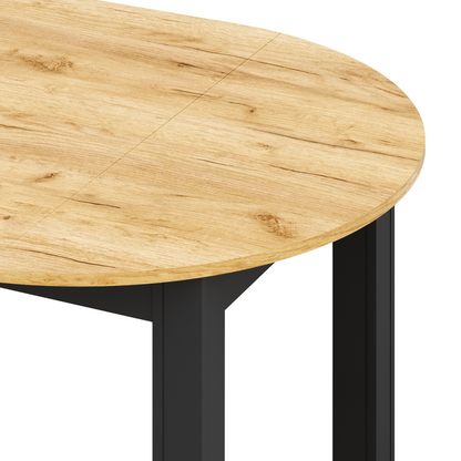 Masă de sufragerie extensibilă, stejar craft auriu/negru, 103-142x76 cm, HARRY